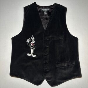 VTG 95 Bugs Bunny Tuxedo Vest Mens Small Black Velvet Warner Bros Store